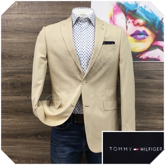 TOMMY HILFIGER Mens Blazer Sport Coat Casual Jacket Size 40L Cotton Suit - Picture 1 of 12